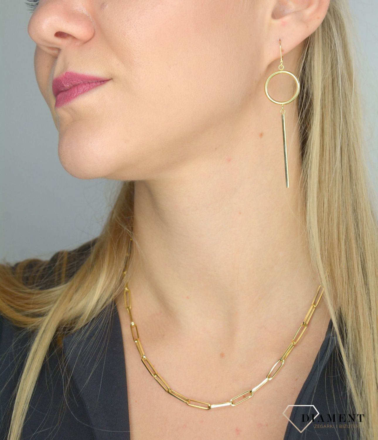 Złote kolczyki 585 'Elegancka prostota' DIA-KLC-COLBDEA-30-YM-LUC OR204623.jpg